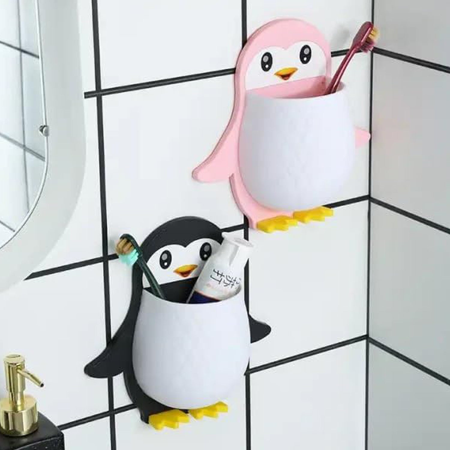 Penguin Storage Box, Adhesive Remote Case, Electric Toothbrushes Holder, Universal Controller Holder, Wall Nightstand, Office Plastic Wall Mount Penguin Storage Box, Adhesive Remote Case, Electric Toothbrushes Holder, Universal Controller Holder, Wall Nightstand, Office Plastic Wall Mount